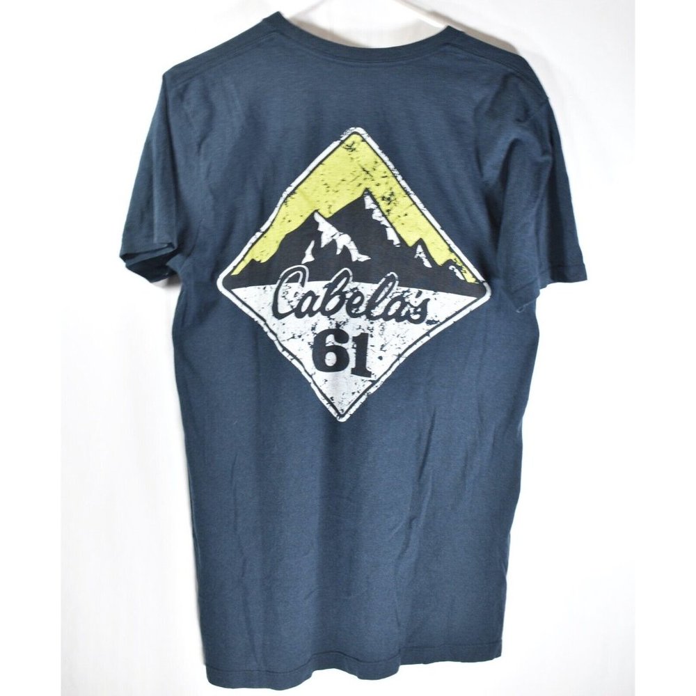 Cabelas 61 Sixty One T-shirt Mens Unisex T Shirt Dark Blue Mountains Outdoor M
